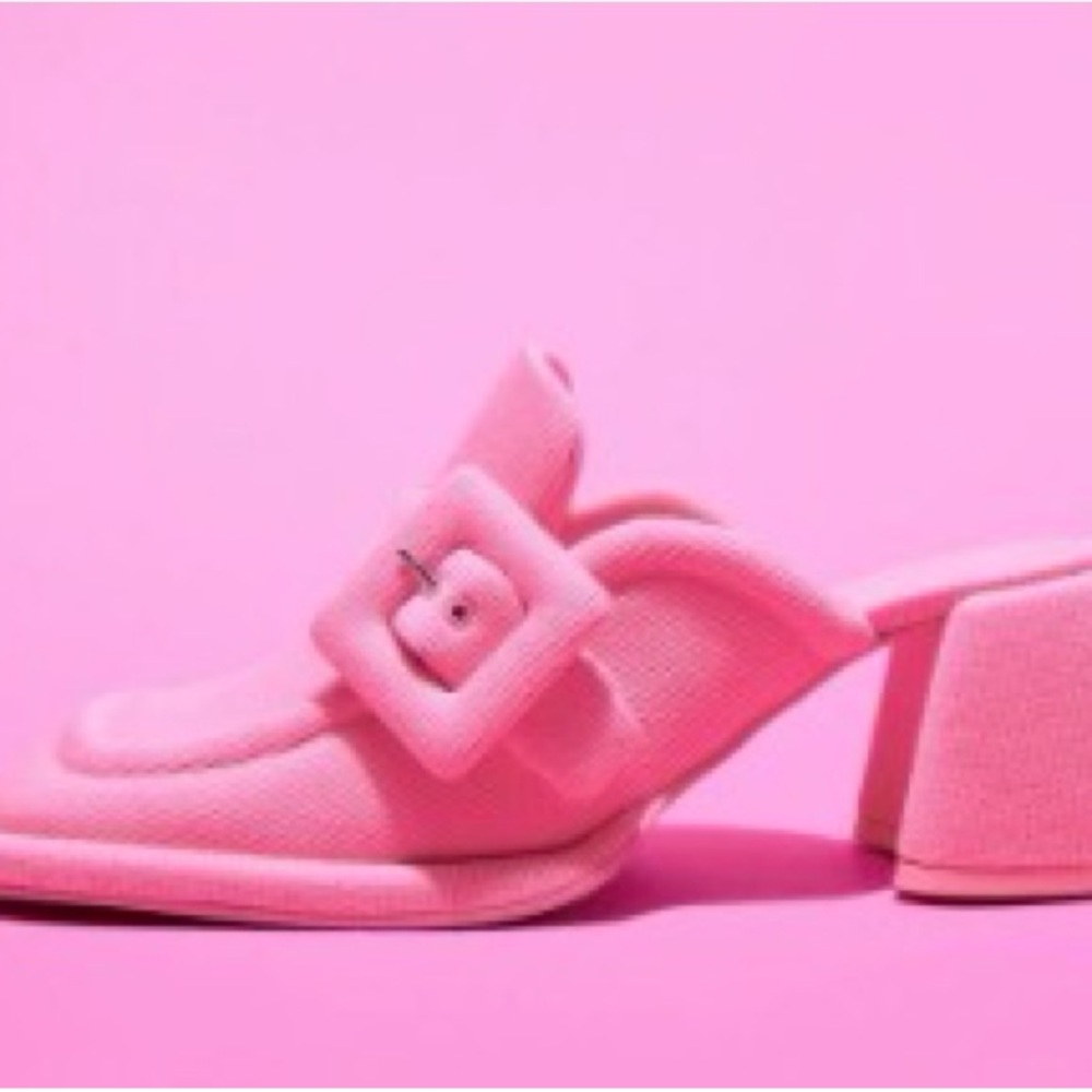 Sinead Woven Buckled Loafer Mules - Pink